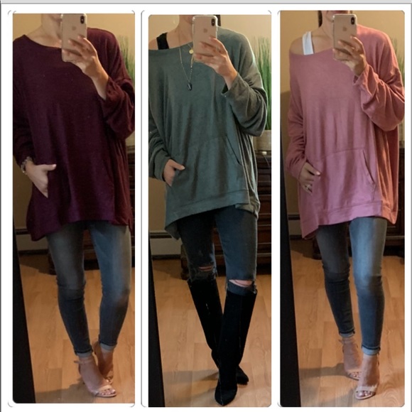 New💗Ultra soft kangaroo Rose pocket top - Picture 2 of 8